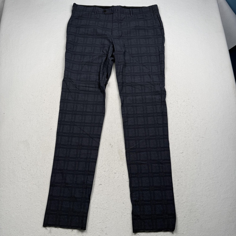 PT01 Kinetic Ultimate Trouser Pants Mens 56 Gray Plaid Stretch Dressy‎ 38" Waist